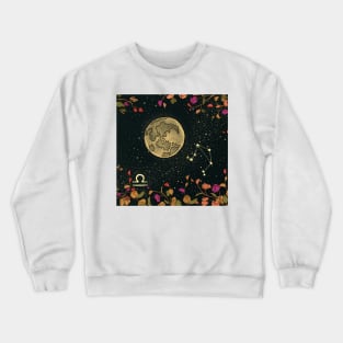 Libra Zodiac Flower Moon Night Sky Crewneck Sweatshirt